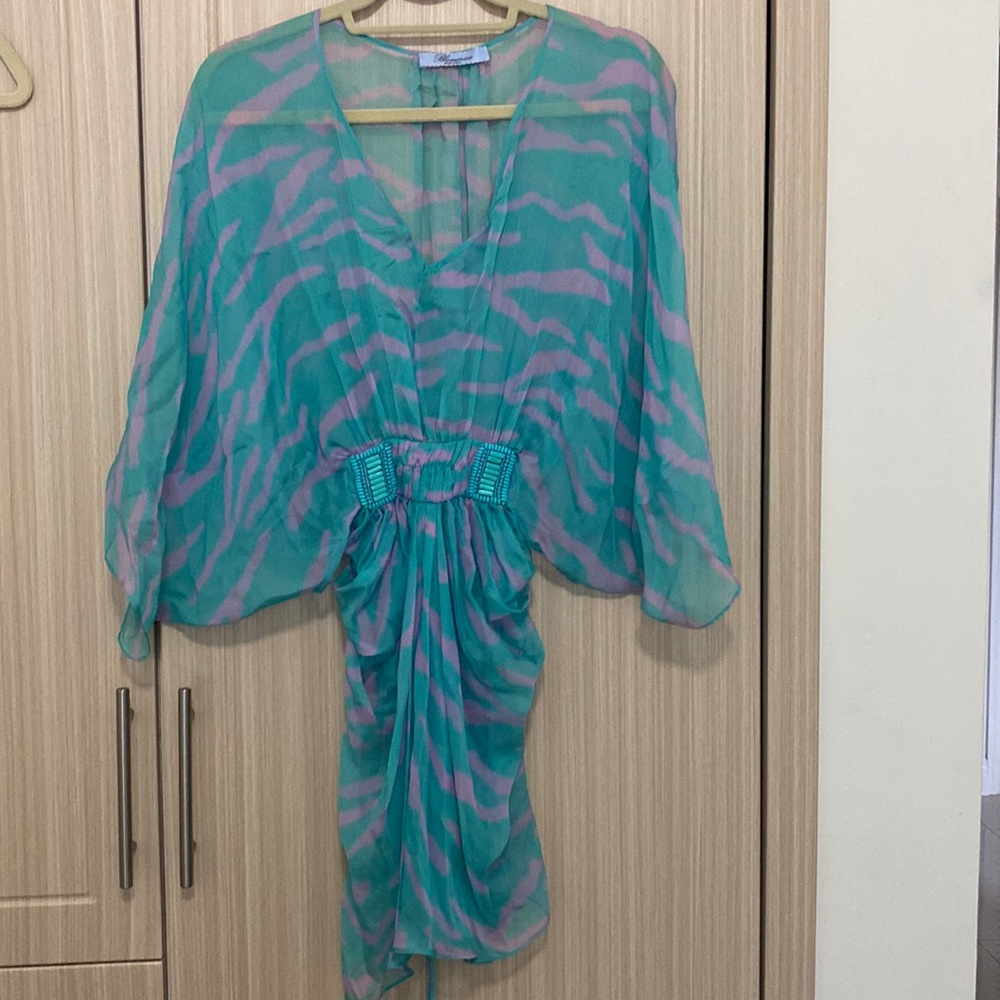 Blumarine 100% Silk Sheer Beaded Tunic Dress